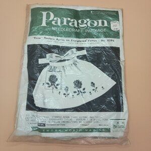 Vintage Paragon Embroidery Kit Rose Hostess Apron NIP 0596